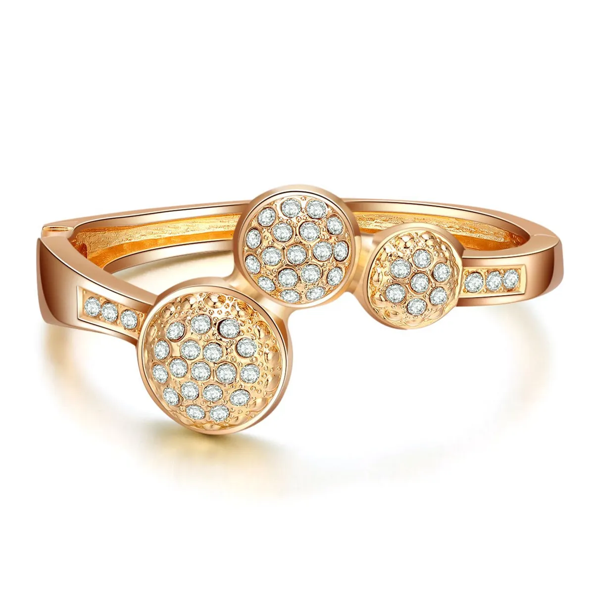 Cubic Zirconia & 18K Gold-Plated Circles Bangle
