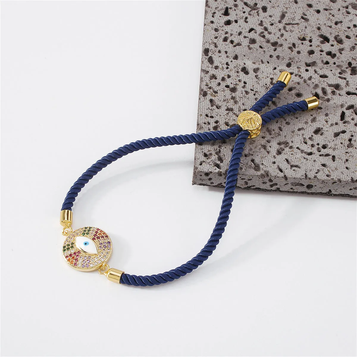 Cubic Zirconia & 18K Gold-Plated Eye Charm Bracelet