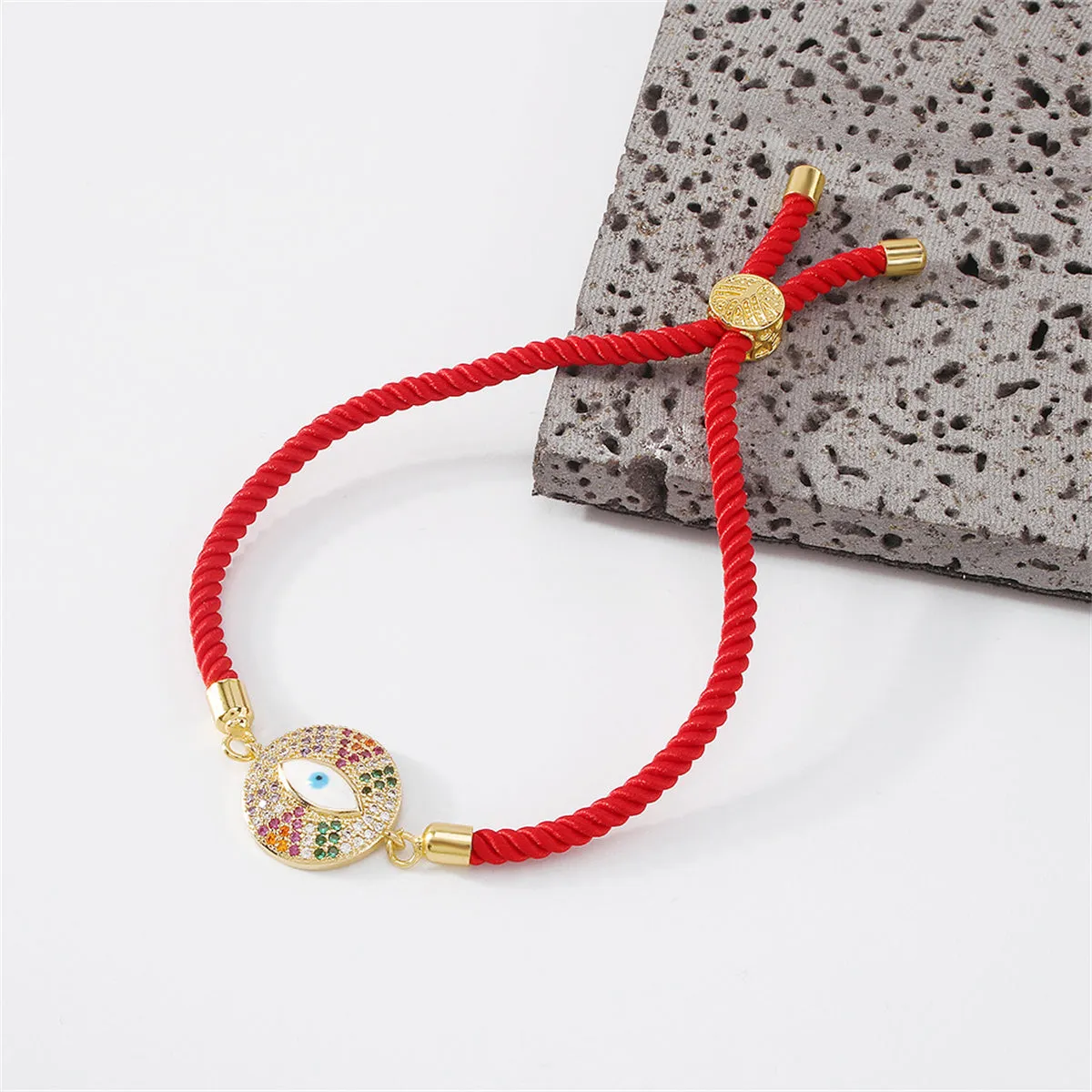 Cubic Zirconia & 18K Gold-Plated Eye Charm Bracelet