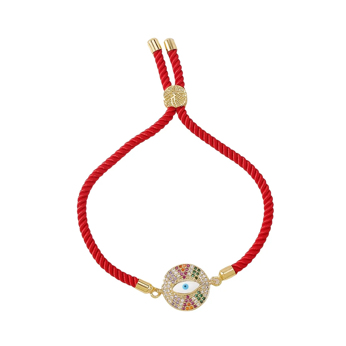 Cubic Zirconia & 18K Gold-Plated Eye Charm Bracelet