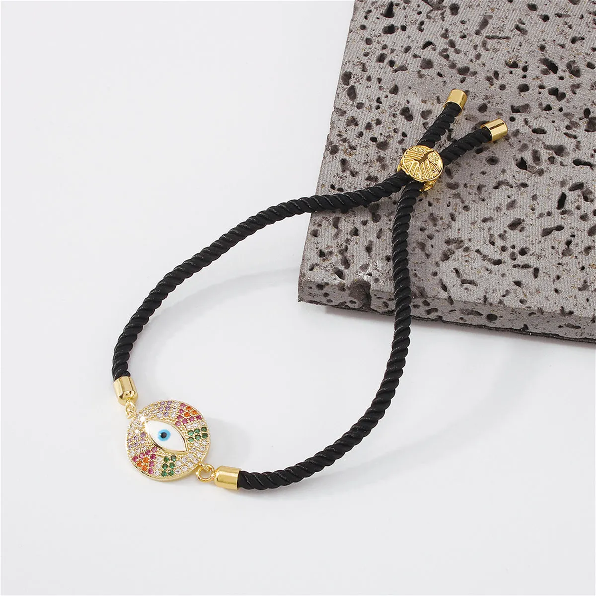 Cubic Zirconia & 18K Gold-Plated Eye Charm Bracelet