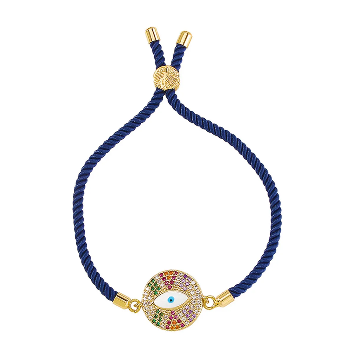 Cubic Zirconia & 18K Gold-Plated Eye Charm Bracelet
