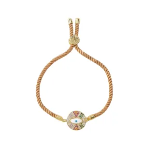 Cubic Zirconia & 18K Gold-Plated Eye Charm Bracelet