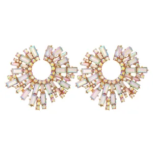 Cubic Zirconia & 18K Gold-Plated Geometric Cluster Stud Earrings