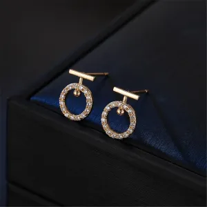 Cubic Zirconia & 18K Gold-Plated Hollow Circle Stud Earrings