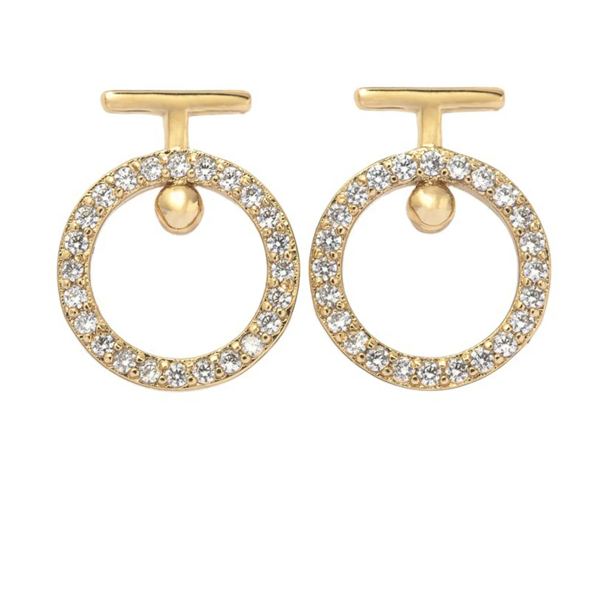 Cubic Zirconia & 18K Gold-Plated Hollow Circle Stud Earrings
