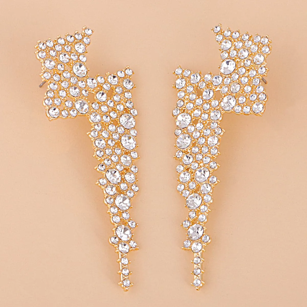 Cubic Zirconia & 18K Gold-Plated Lightning Stud Earrings