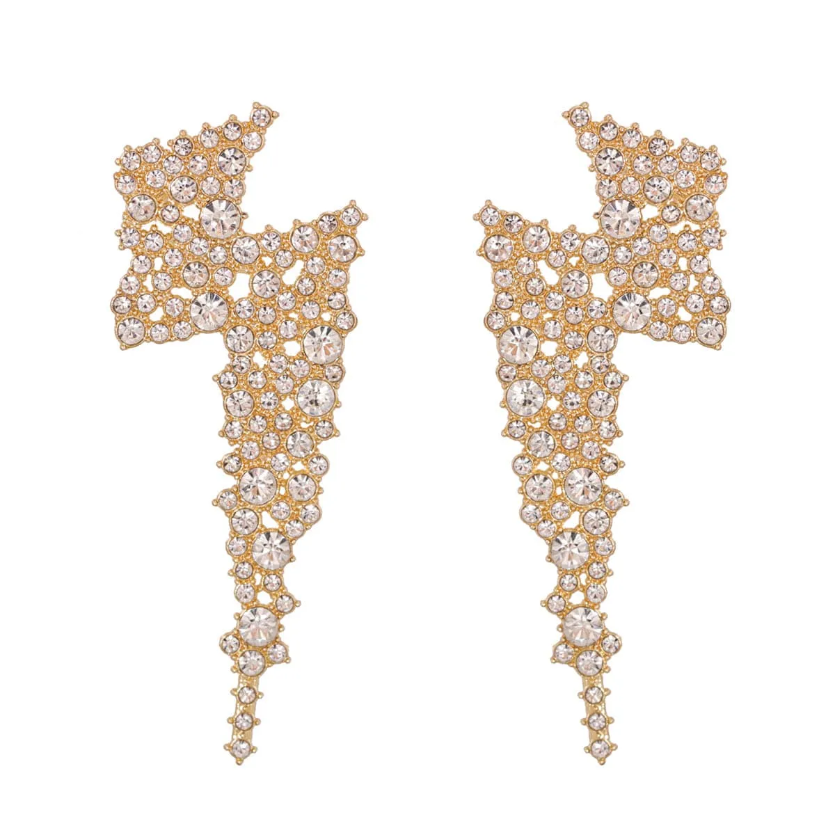 Cubic Zirconia & 18K Gold-Plated Lightning Stud Earrings