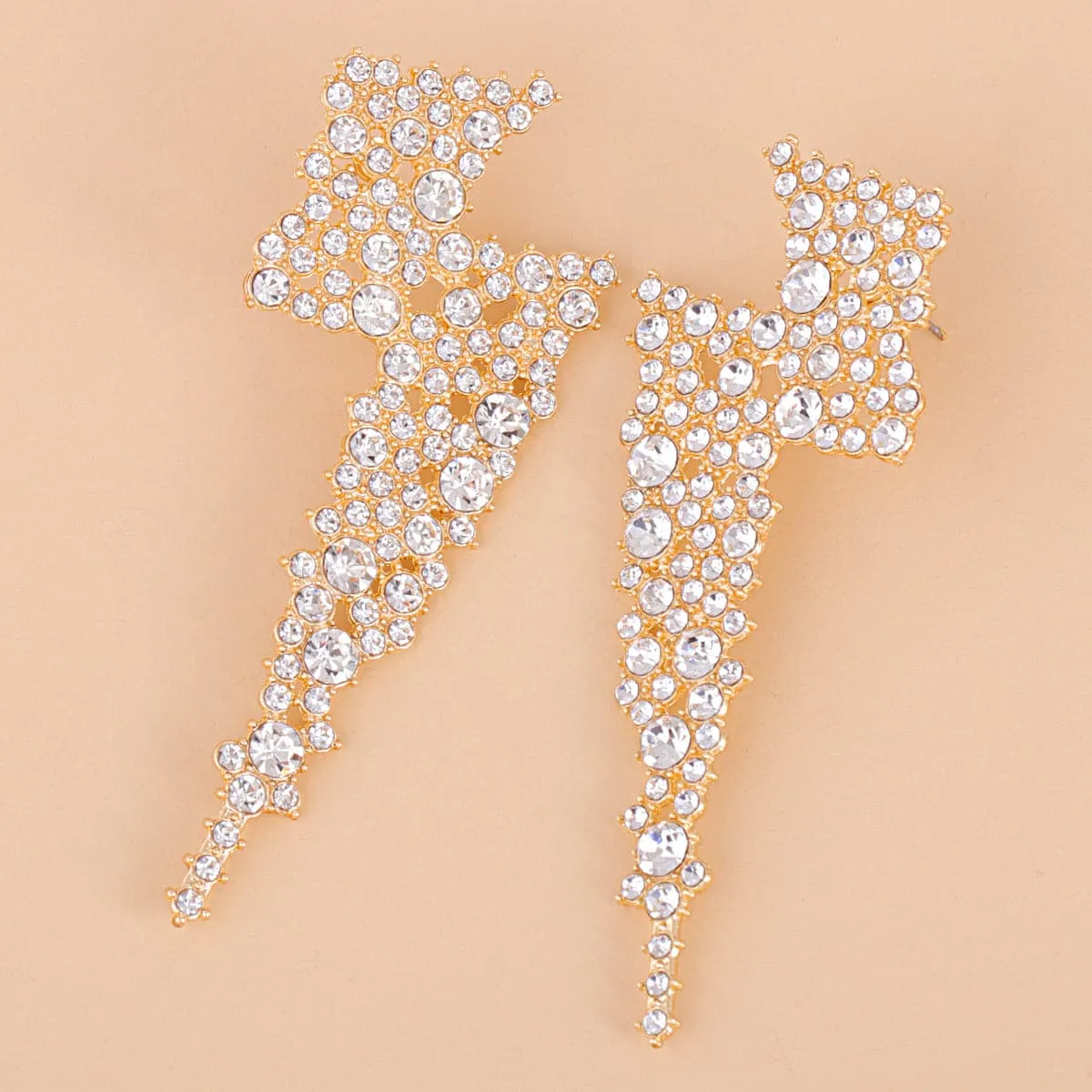 Cubic Zirconia & 18K Gold-Plated Lightning Stud Earrings