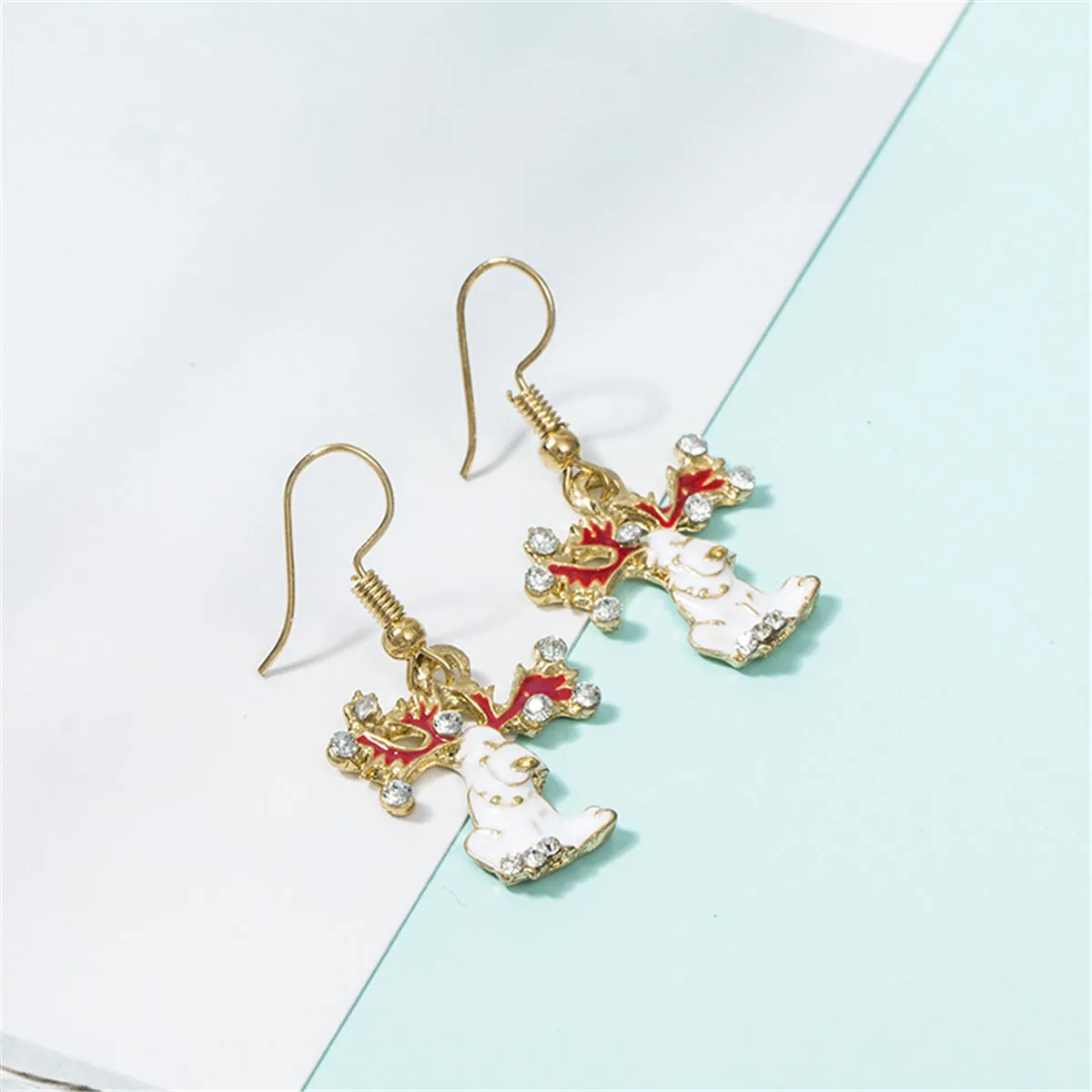Cubic Zirconia & 18K Gold-Plated Reindeer Necklace & Drop Earrings