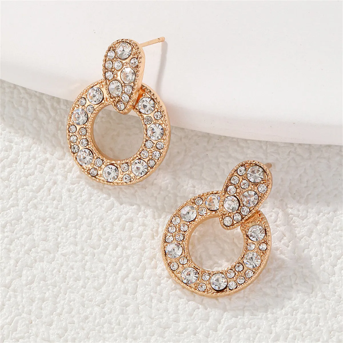 Cubic Zirconia & 18K Gold-Plated Round Drop Earrings