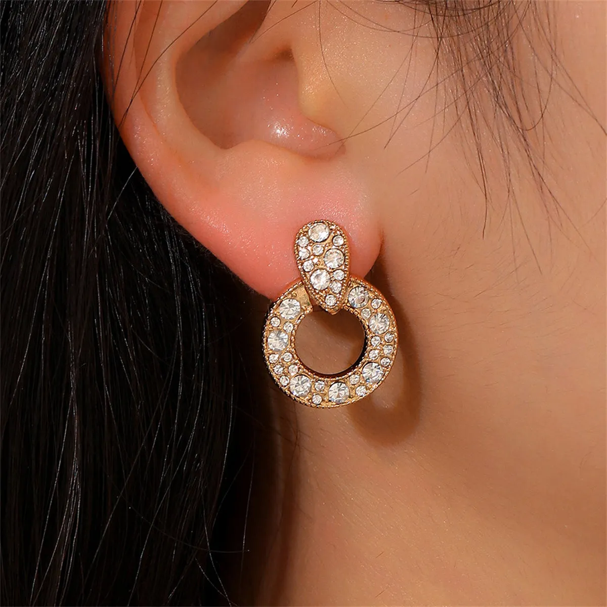 Cubic Zirconia & 18K Gold-Plated Round Drop Earrings