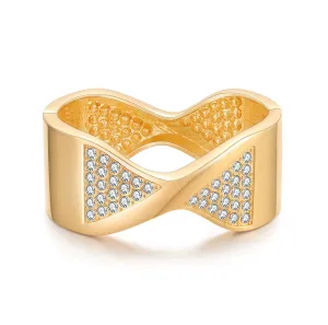 Cubic Zirconia & 18K Gold-Plated Twisted Bangle