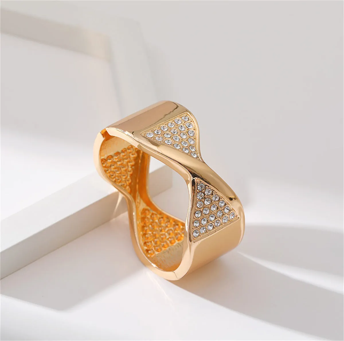 Cubic Zirconia & 18K Gold-Plated Twisted Bangle