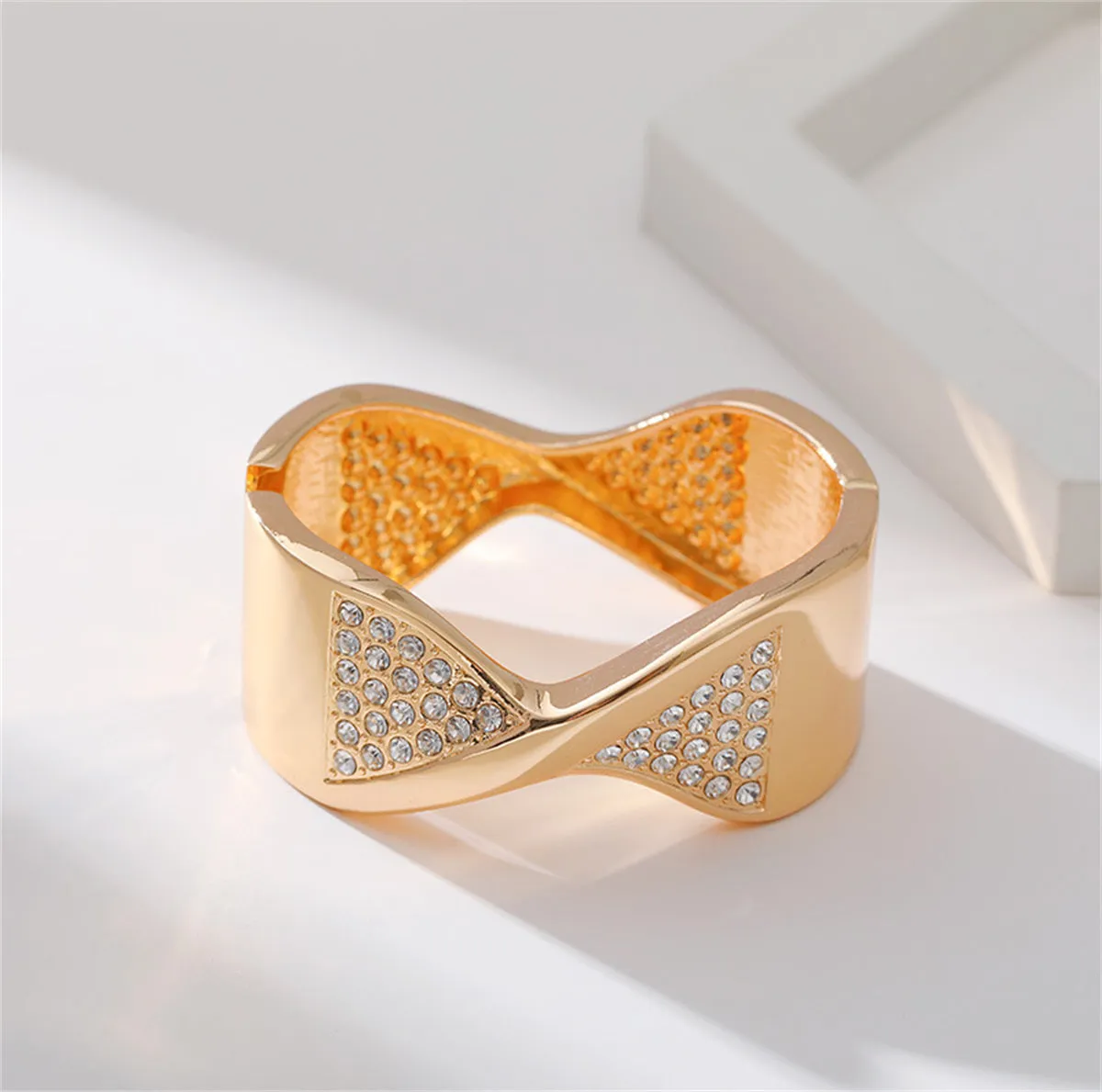 Cubic Zirconia & 18K Gold-Plated Twisted Bangle