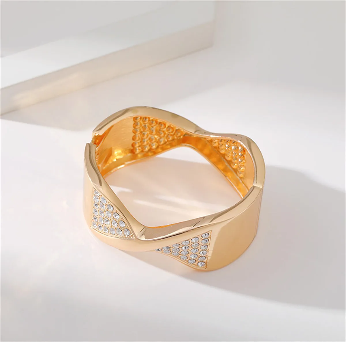 Cubic Zirconia & 18K Gold-Plated Twisted Bangle