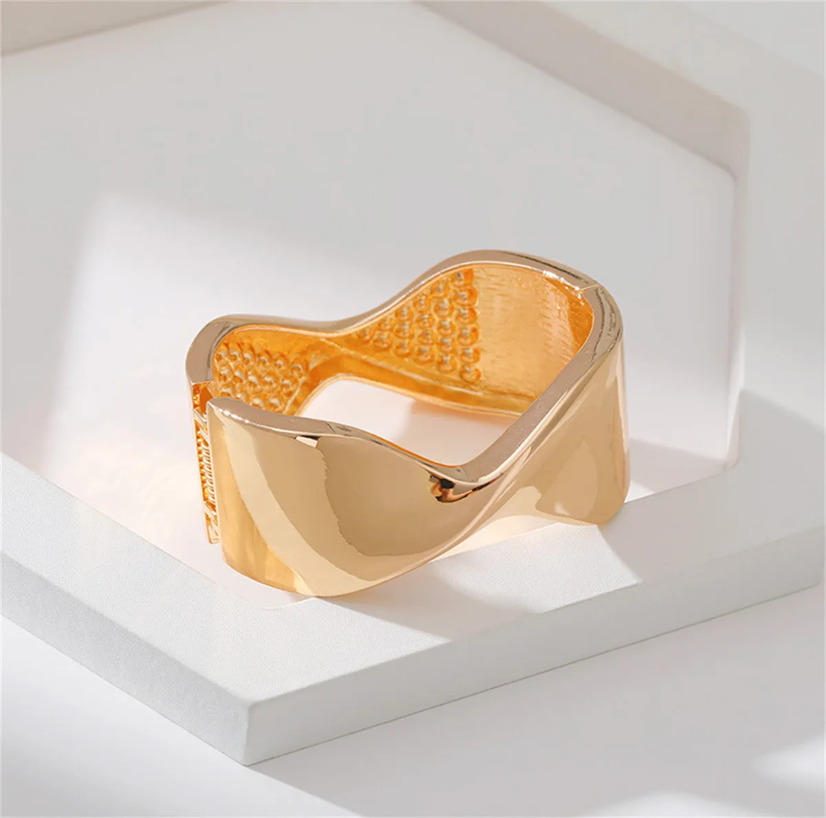 Cubic Zirconia & 18K Gold-Plated Twisted Bangle