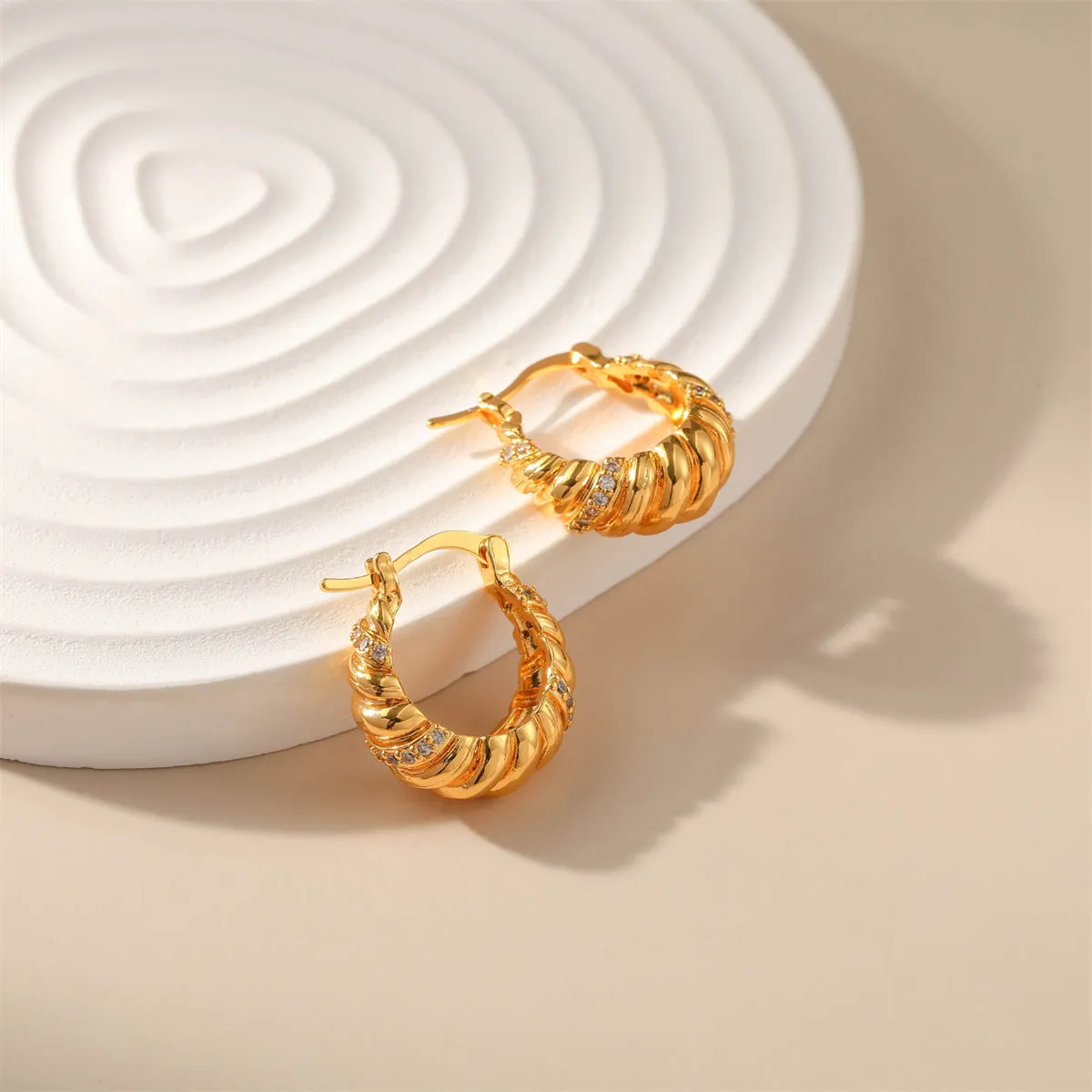 Cubic Zirconia & 18K Gold-Plated Wrapped Hoop Earrings