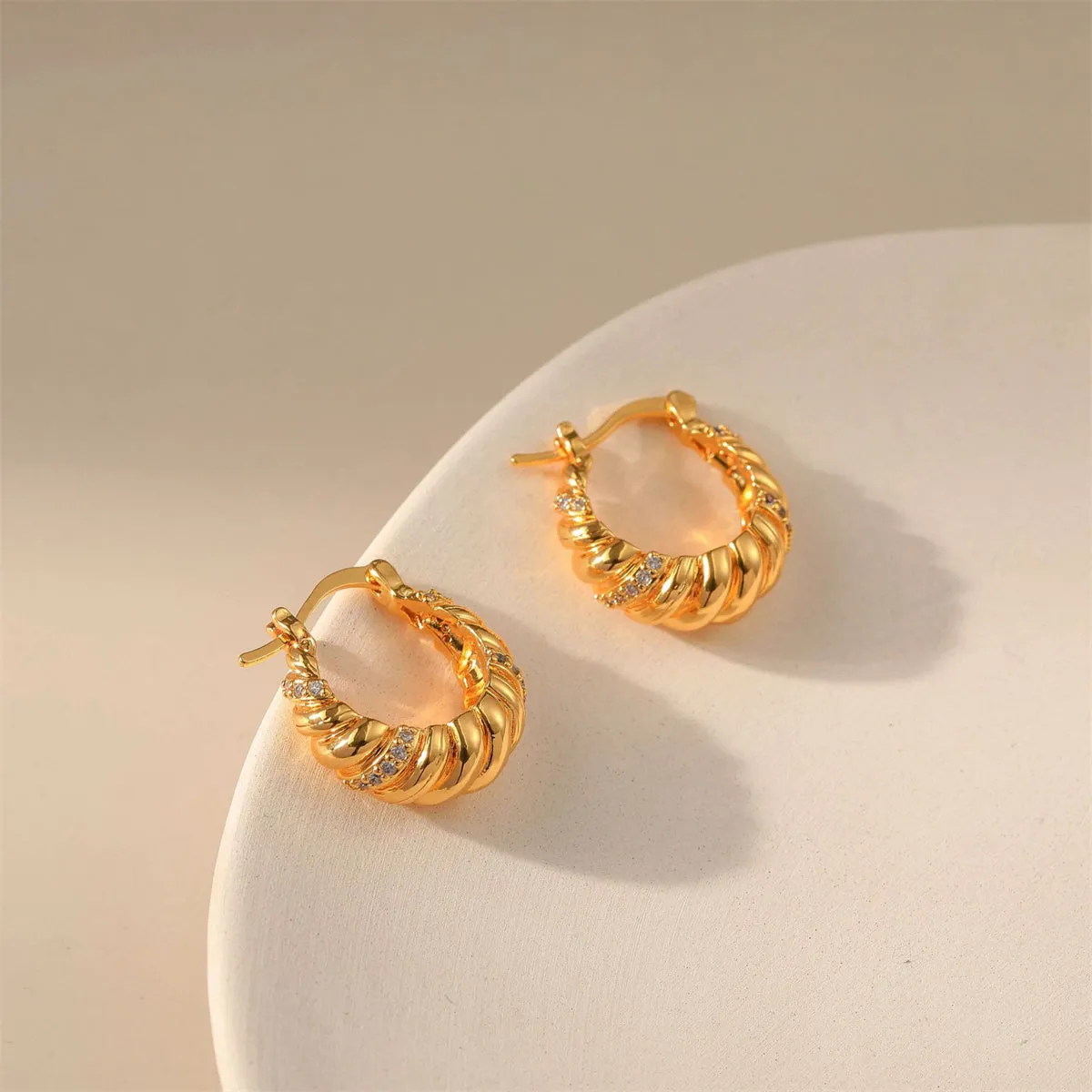 Cubic Zirconia & 18K Gold-Plated Wrapped Hoop Earrings