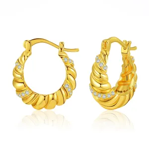 Cubic Zirconia & 18K Gold-Plated Wrapped Hoop Earrings