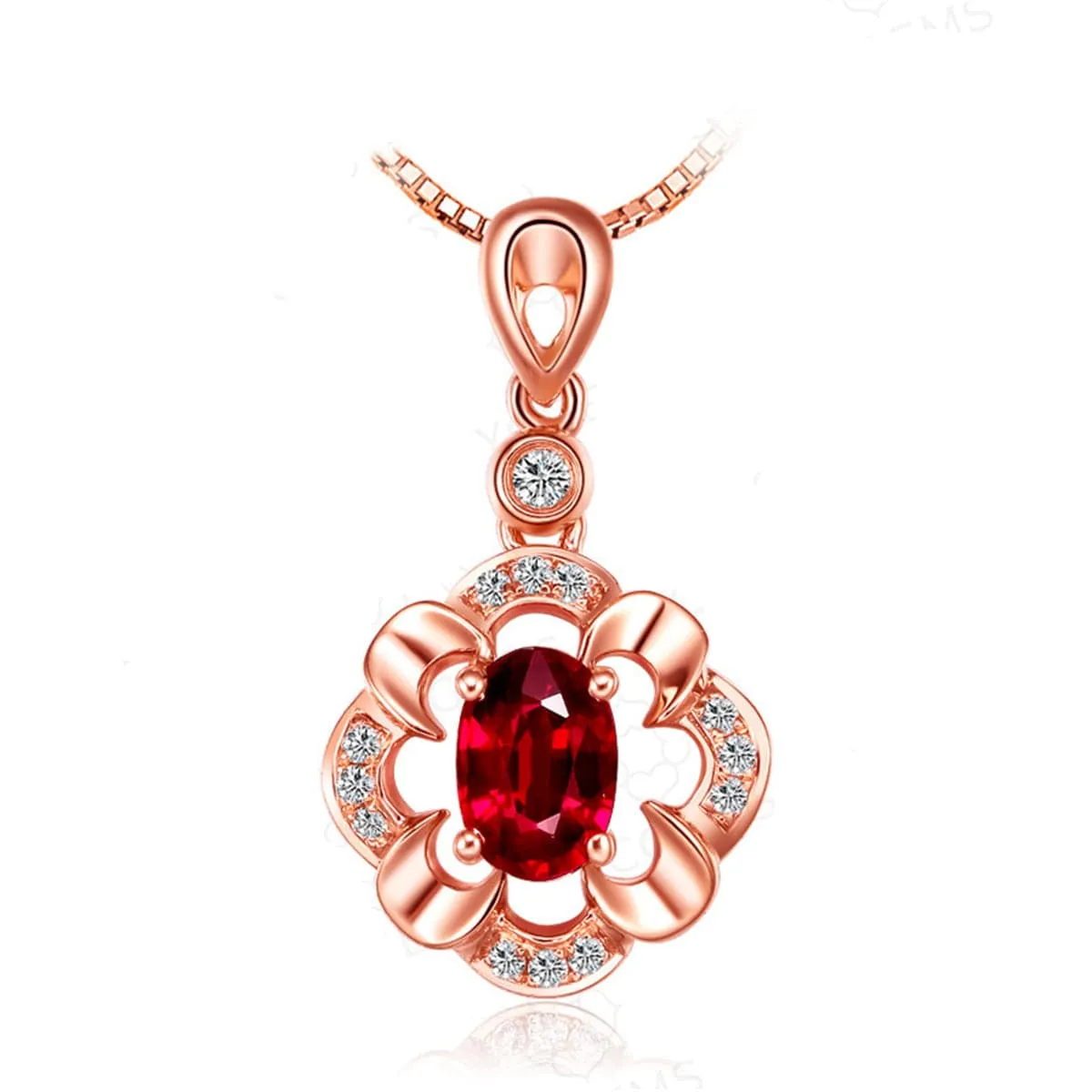 Cubic Zirconia & 18K Rose Gold-Plated Floral Open Pendant Necklace