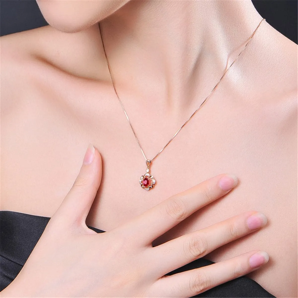 Cubic Zirconia & 18K Rose Gold-Plated Floral Open Pendant Necklace