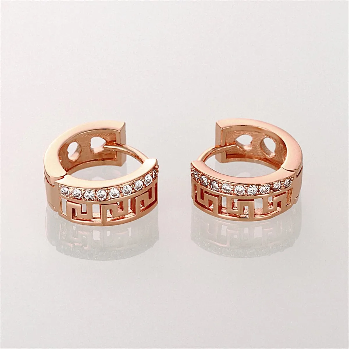 Cubic Zirconia & 18K Rose Gold-Plated Huggie Earrings