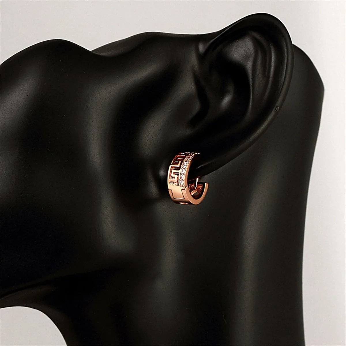 Cubic Zirconia & 18K Rose Gold-Plated Huggie Earrings