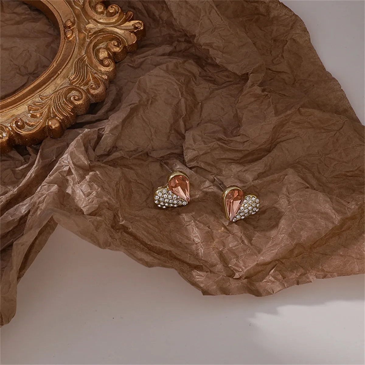 Cubic Zirconia & Crystal 18K Gold-Plated Heart Stud Earrings