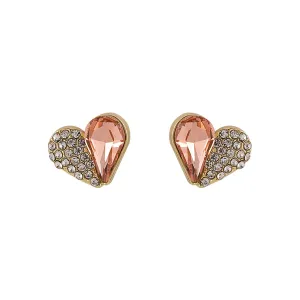 Cubic Zirconia & Crystal 18K Gold-Plated Heart Stud Earrings
