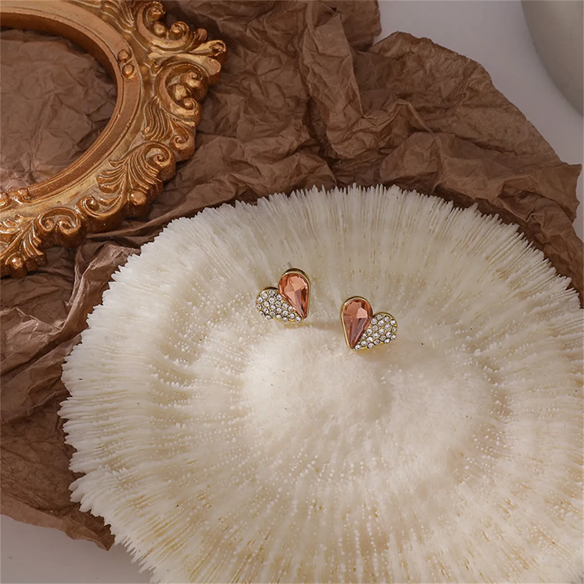 Cubic Zirconia & Crystal 18K Gold-Plated Heart Stud Earrings