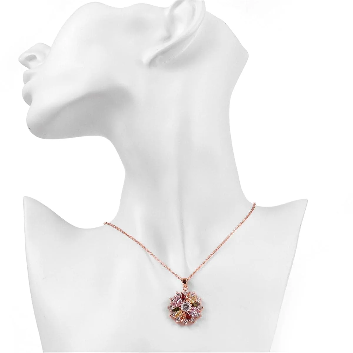 Cubic Zirconia & Crystal 18K Rose Gold-Plated Burst Pendant Necklace