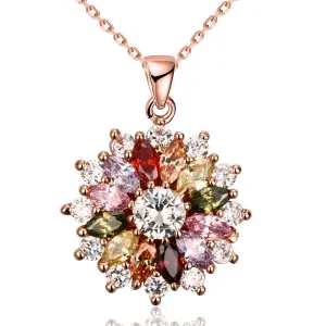 Cubic Zirconia & Crystal 18K Rose Gold-Plated Burst Pendant Necklace