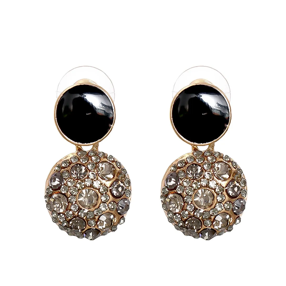 Cubic Zirconia & Enamel 18K Gold-Plated Round Drop Earring
