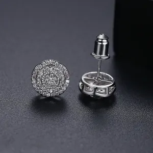 Cubic Zirconia & Silver-Plated Round Stud Earring