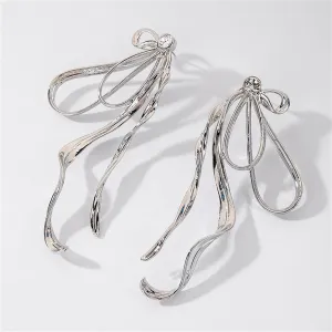 Cubic Zirconia & Silver-Plated Twist Bow Drop Earrings