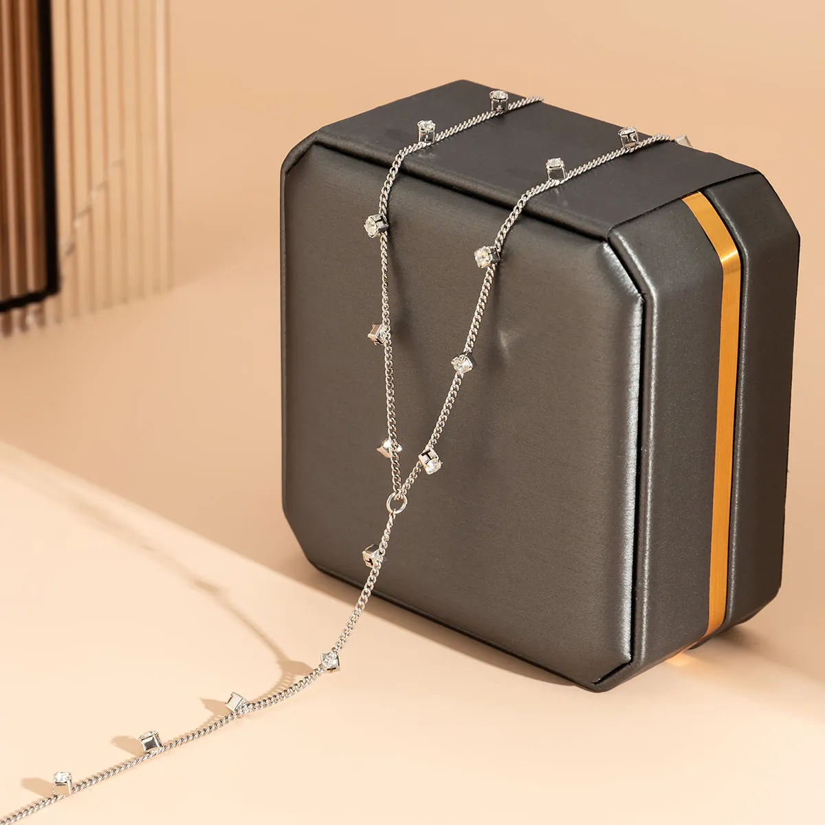 Cubic Zirconia & Silver-Plated Y-Necklace