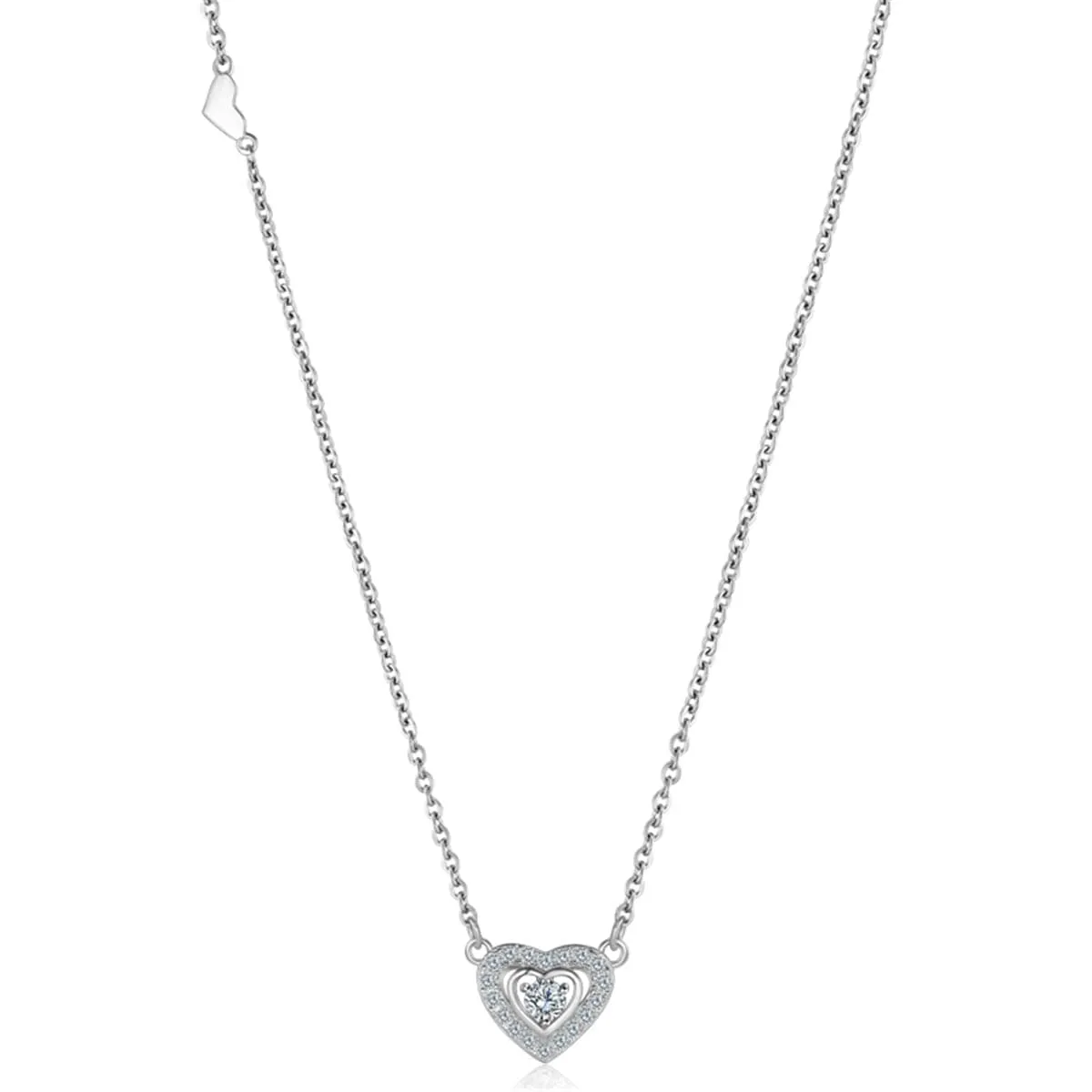 Cubic Zirconia & Sterling Silver Hola Heart Pendant Necklace