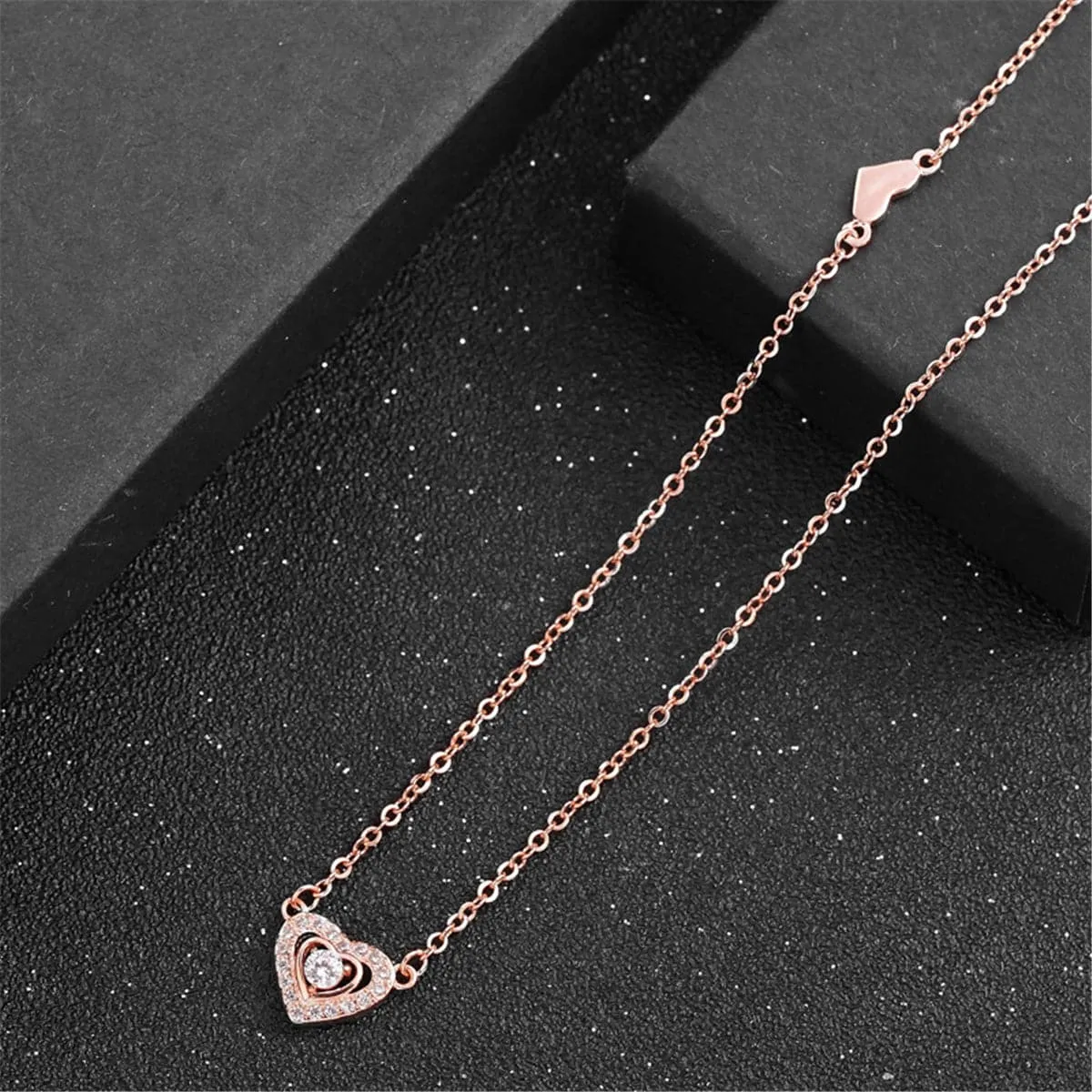 Cubic Zirconia & Sterling Silver Hola Heart Pendant Necklace