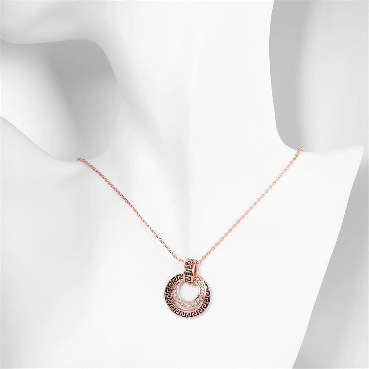 Cubic Zirconias & 18K Rose Gold-Plated Spiral Pendant Necklace