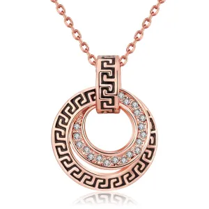 Cubic Zirconias & 18K Rose Gold-Plated Spiral Pendant Necklace