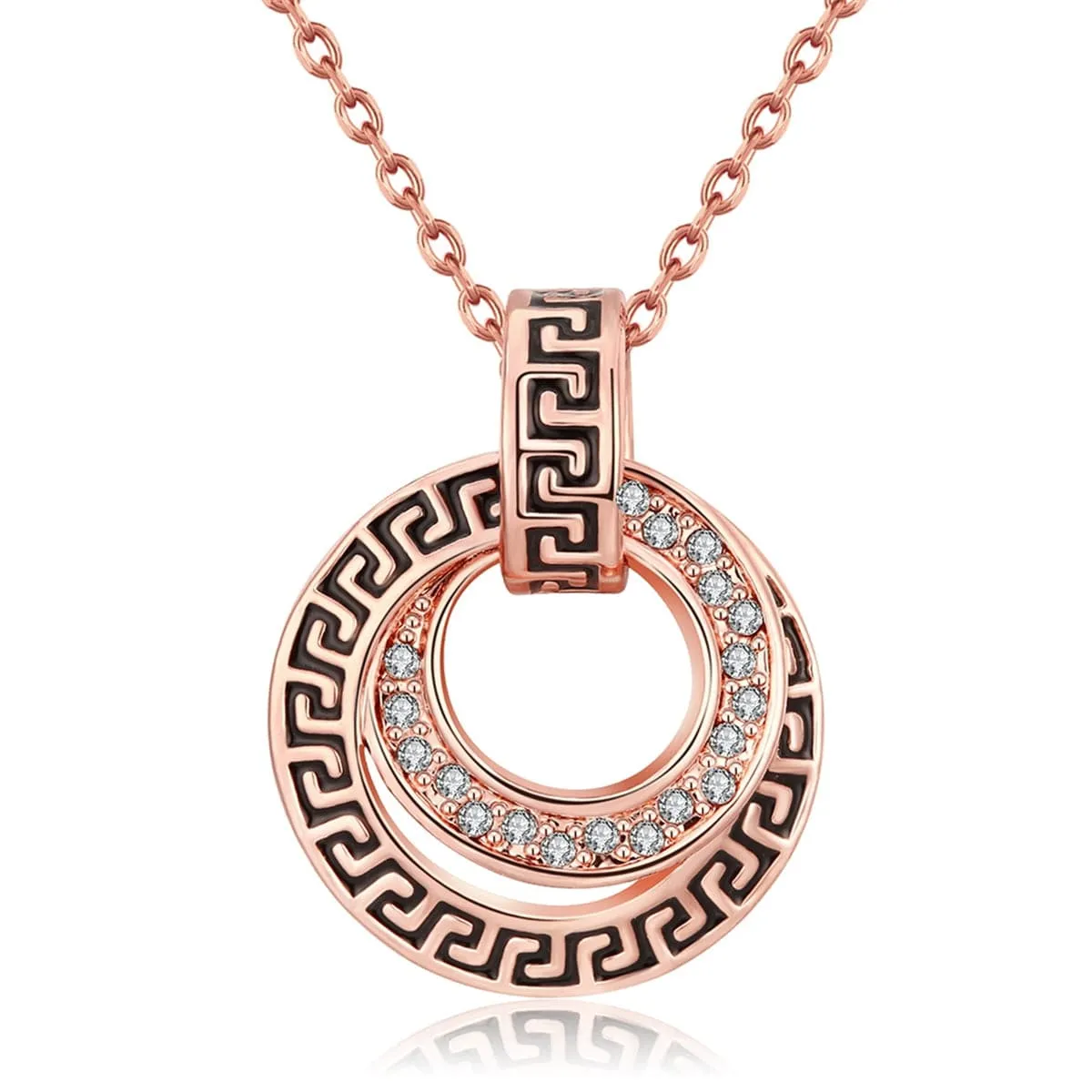 Cubic Zirconias & 18K Rose Gold-Plated Spiral Pendant Necklace