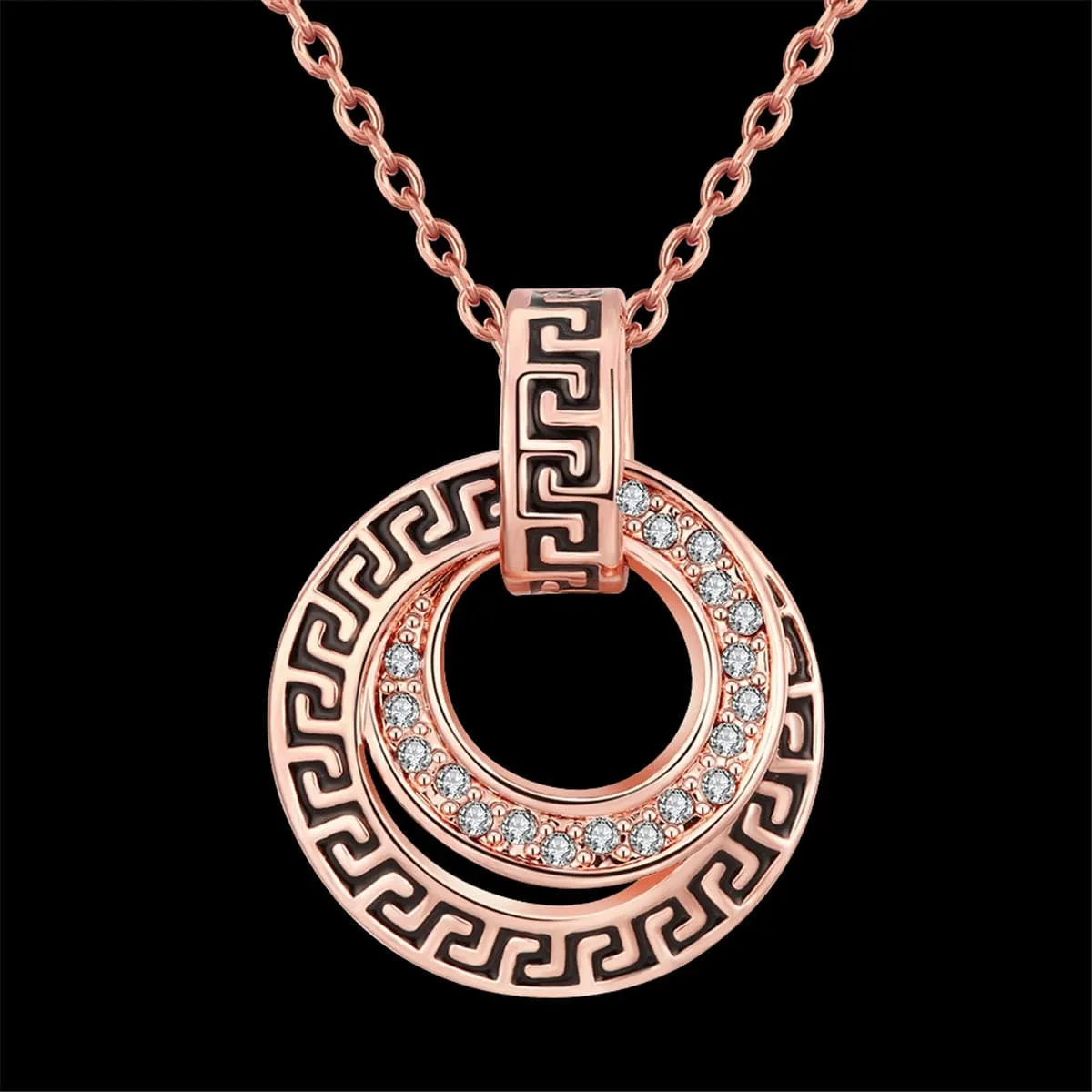 Cubic Zirconias & 18K Rose Gold-Plated Spiral Pendant Necklace