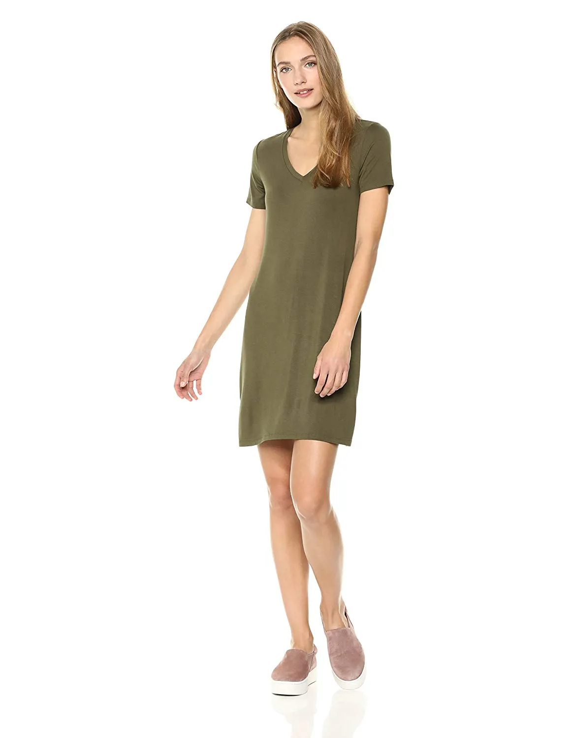Daily Ritual Women's Jersey Short-Sleeve V-Neck T-Shirt Dress