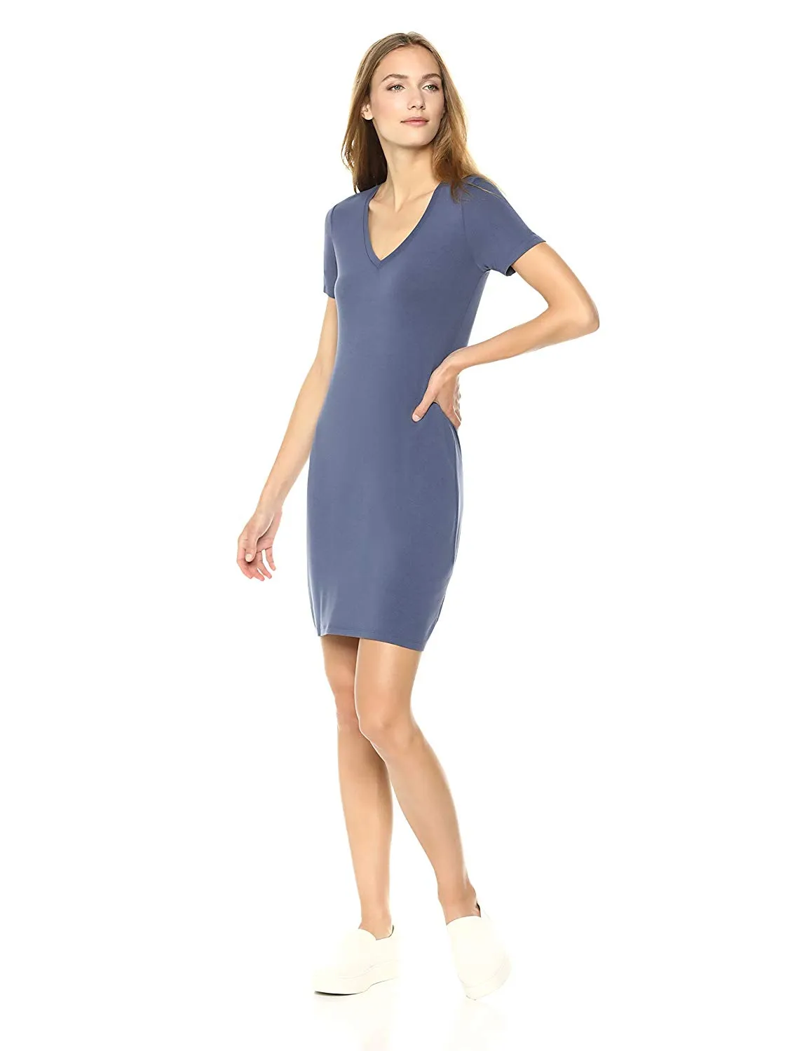 Daily Ritual Women's Jersey Short-Sleeve V-Neck T-Shirt Dress
