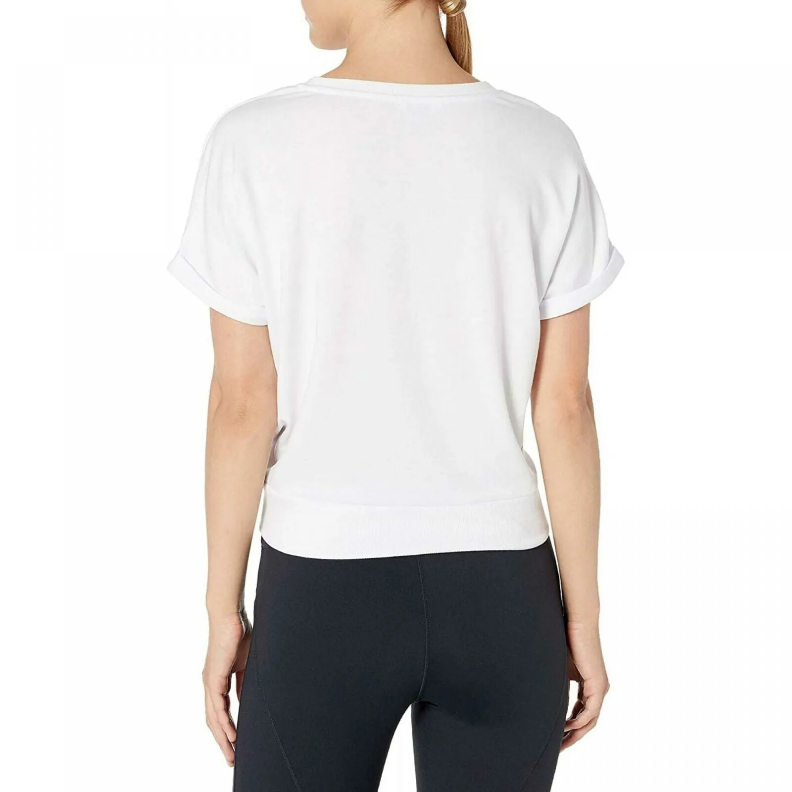 Danskin Women's Short Sleeve French Terry Tie Front Shirt