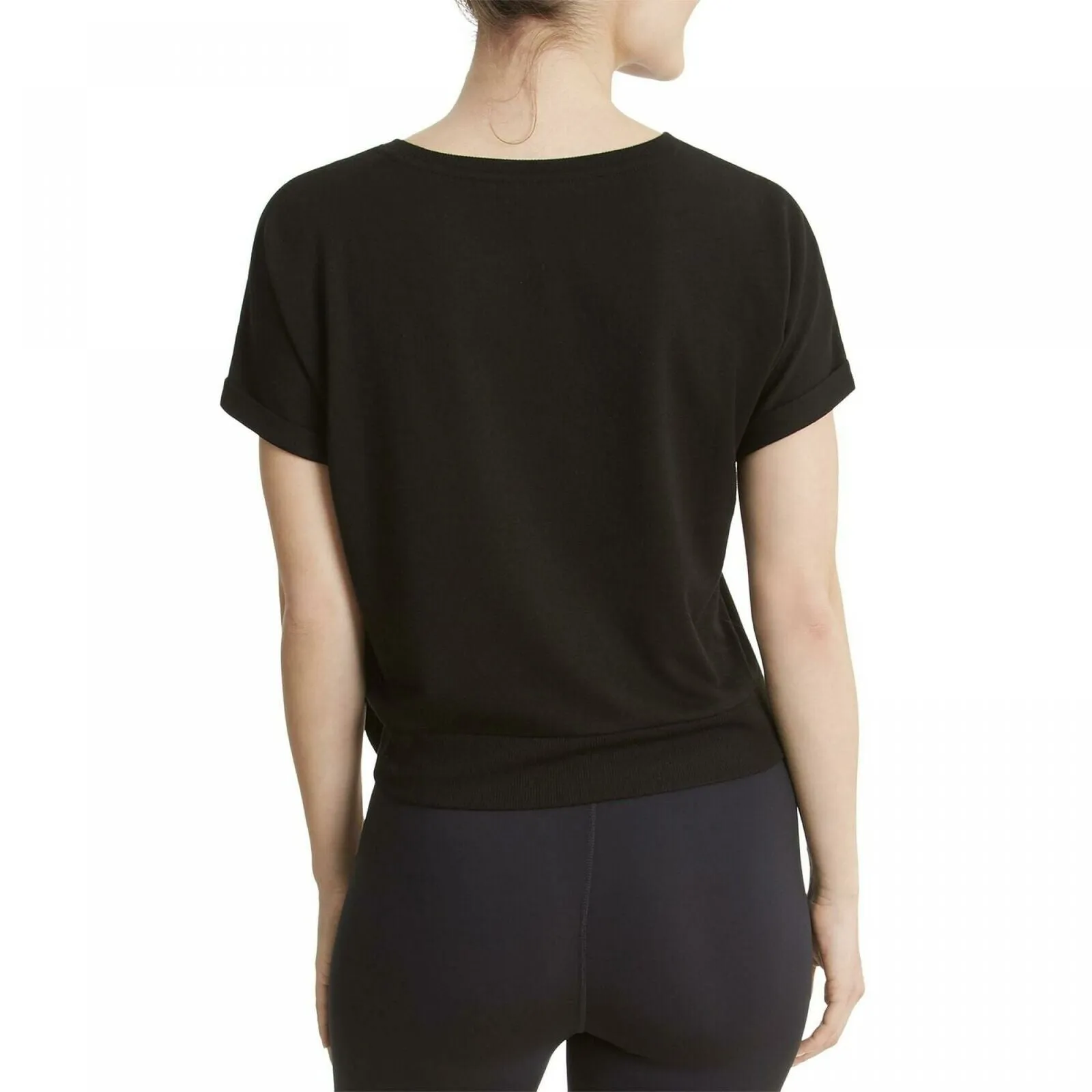Danskin Women's Short Sleeve French Terry Tie Front Shirt