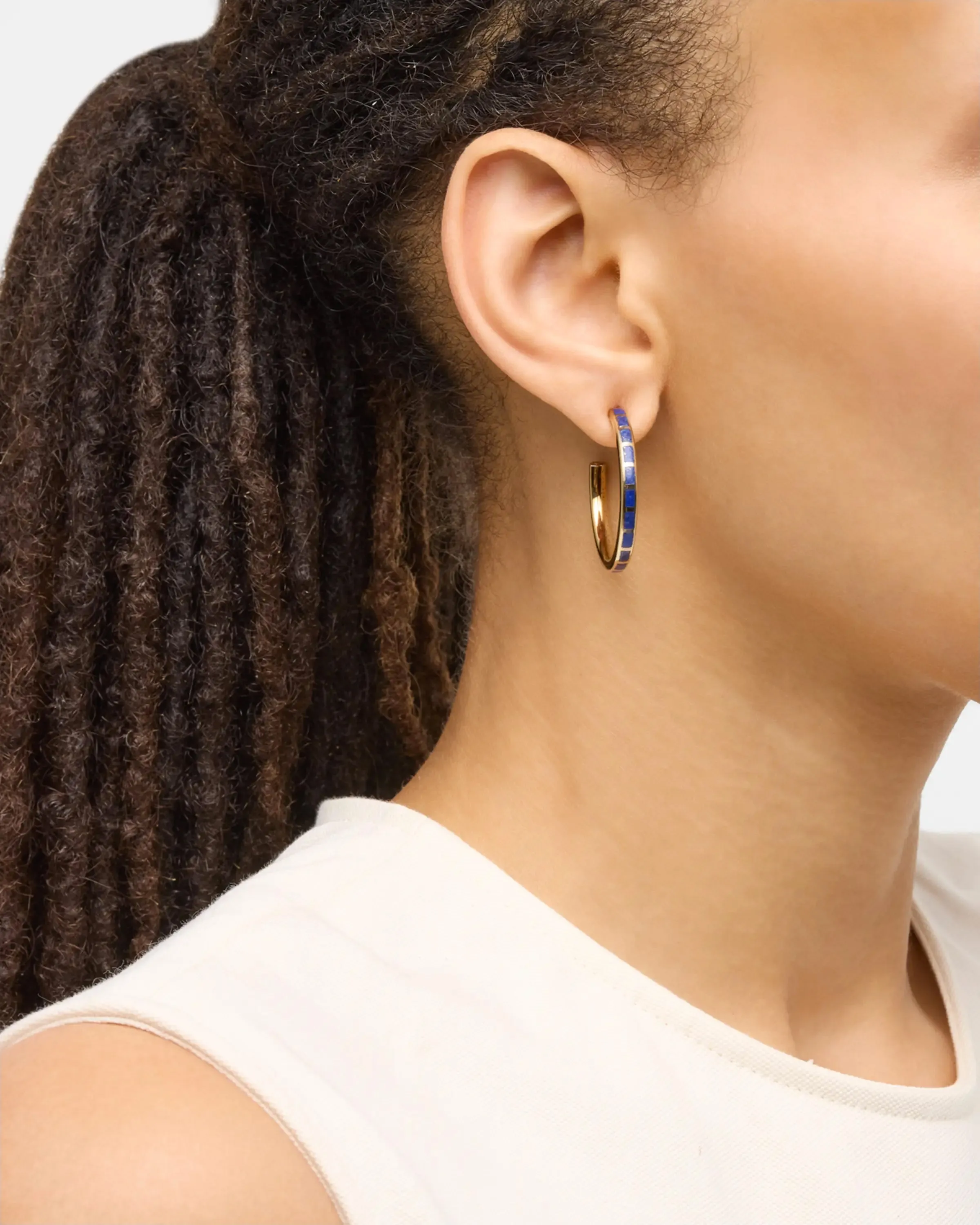 Dash Gemstone Gold Vermeil Sterling Hoop Earrings