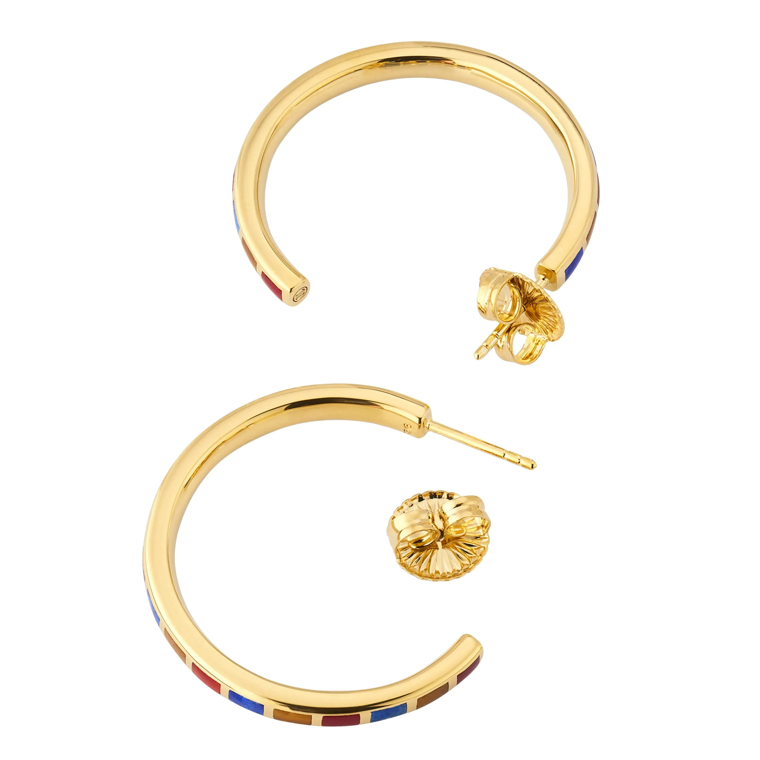 Dash Gemstone Gold Vermeil Sterling Hoop Earrings
