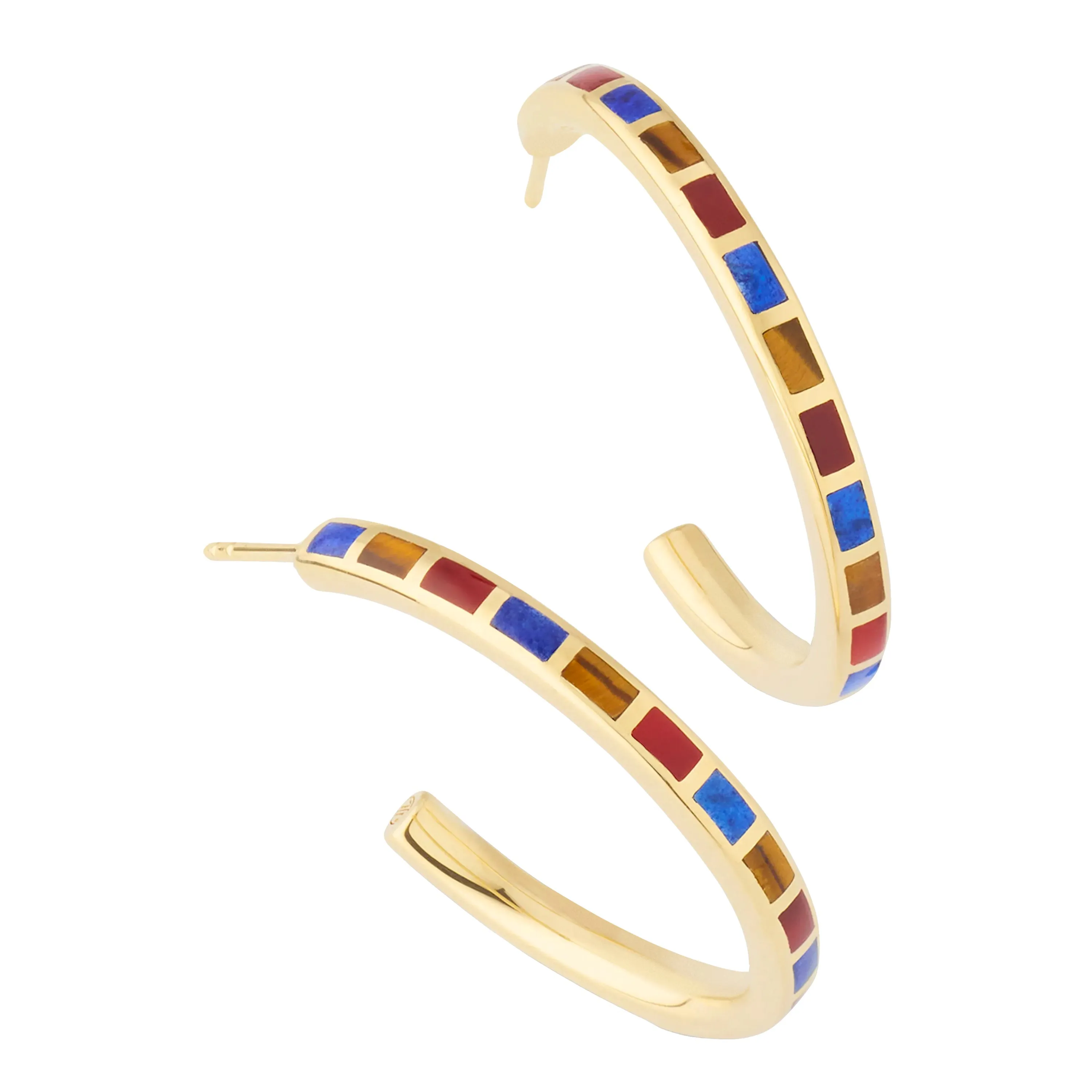 Dash Gemstone Gold Vermeil Sterling Hoop Earrings